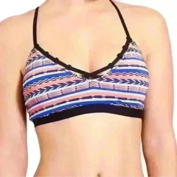 Athleta striped, adjustable bathing suit bikini top. Women’s size medium - Picture 1 of 12
